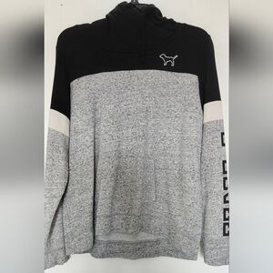PINK Victoria's Secret Black & Heather Gray Colorblock Hoodie